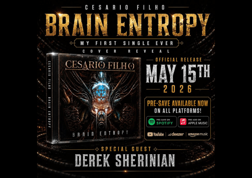 Cesário Filho anuncia “Brain Entropy”, single com participação do lendário tecladista Derek Sherinian